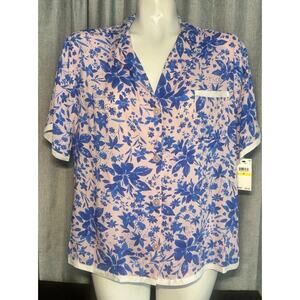 Pajama Top Room Service NWT Top Only Pink & Blue Flowers Size Medium